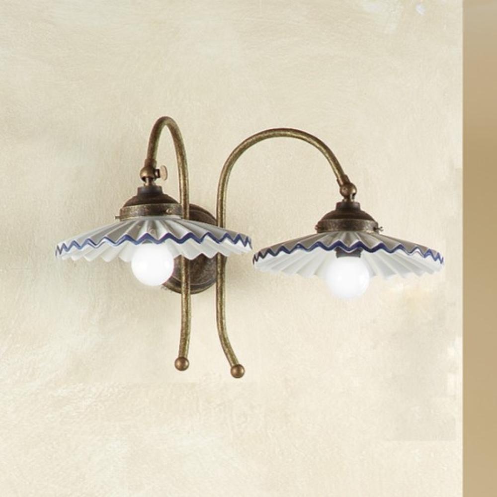 stredomorska nastenna mosadzna lampa dvojziarovkova rustikalna keramicka klasicka lampa zavesna jedalensky stol kuchyna obyvacka elegantna vidiecka chata obcianska rucne malovane lampy lameridiana talianska toskanska.jpg